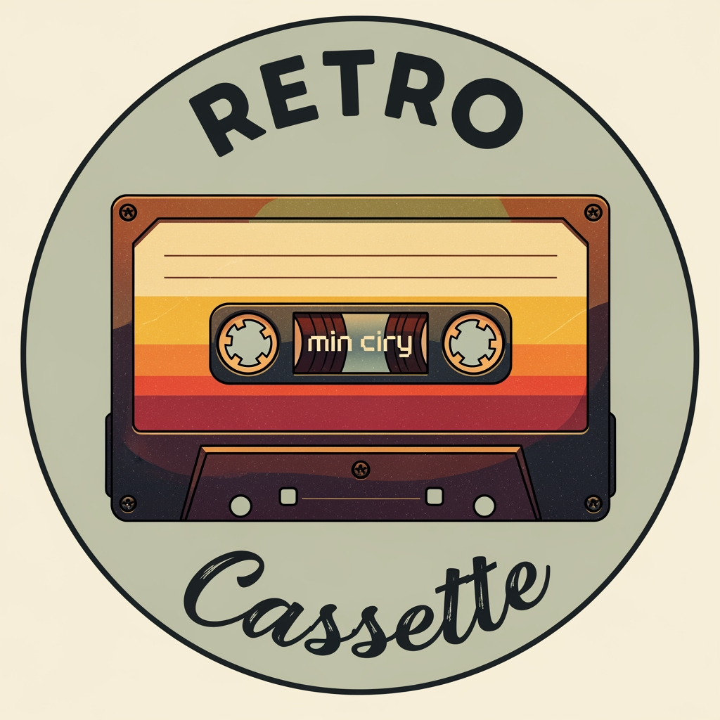 AI Design for make a logo for min ciry website "retro cassette" in circular form