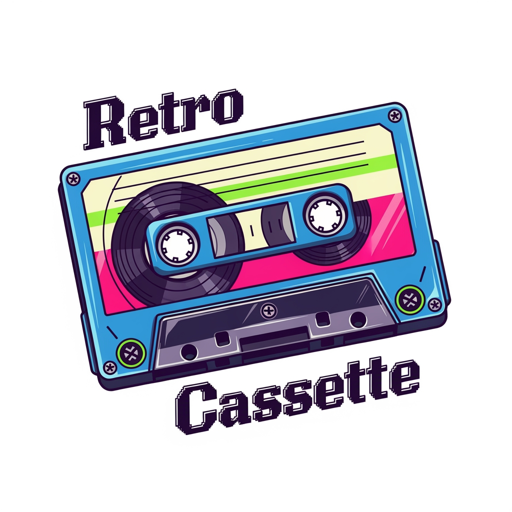 AI Design for make a logo for my website "retro cassette"