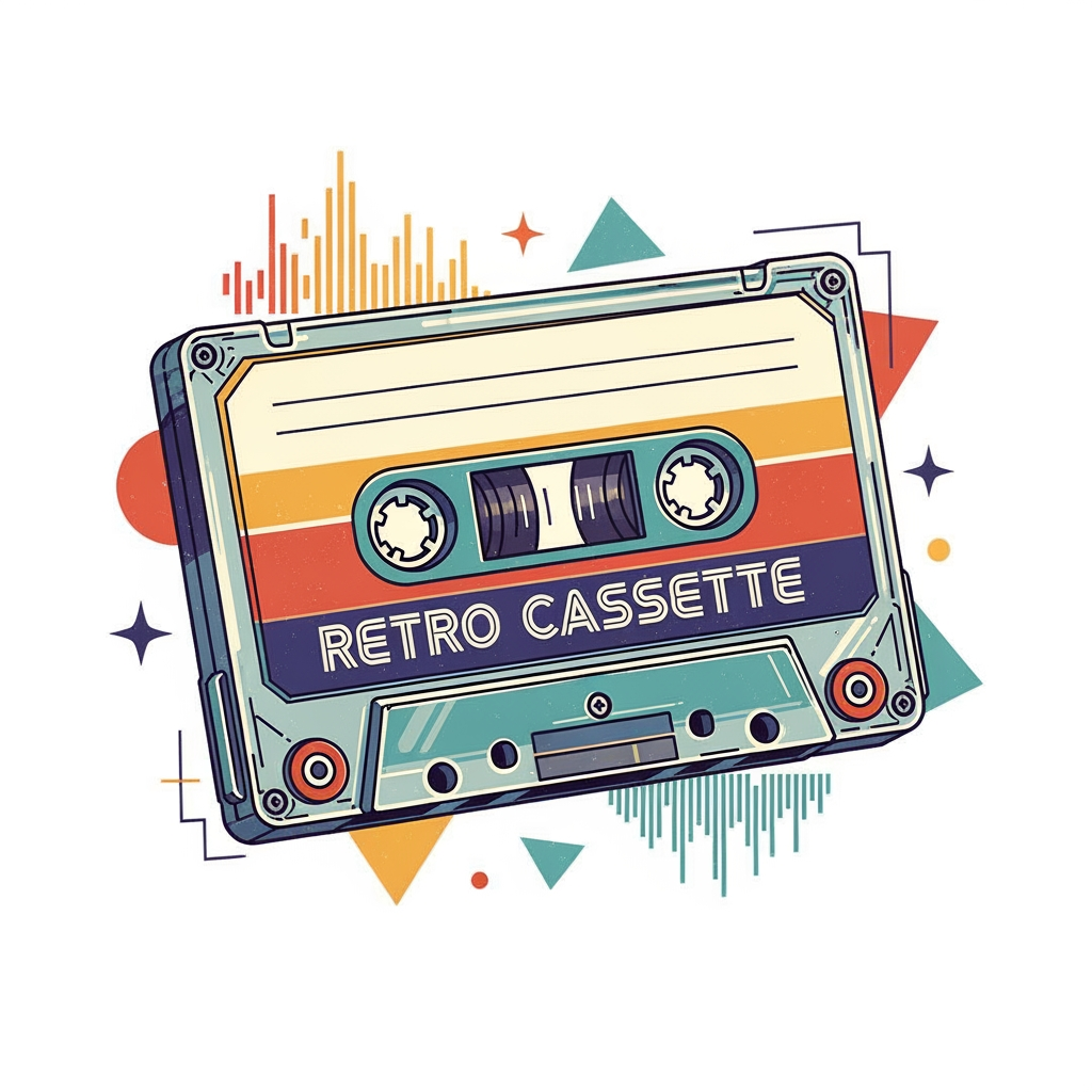 AI Design for make a logo for my website "retro cassette"