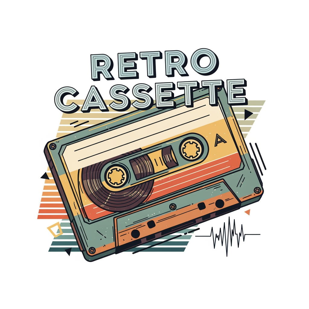 AI Design for make a logo for my website "retro cassette"