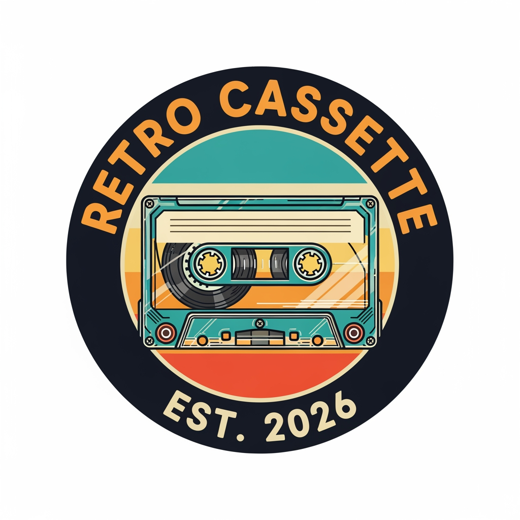 AI Design for make a logo for my website "retro cassette" in circular form, esd 2026