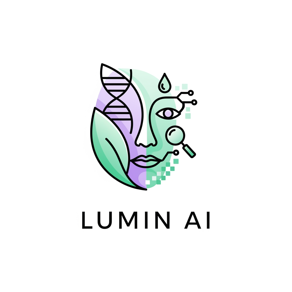 AI Design for design from scratch a high quality logo for a skincare based AI company which is for both men and women which tells precision skincare, integrates nutrigenomics and environmental conditions as well, also adjust the color tones of the logo to lavender and mint green and keep the bg white