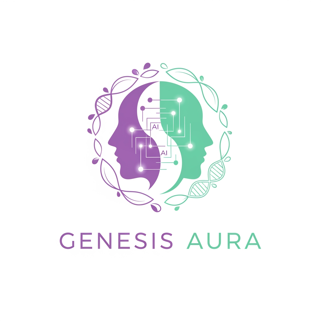 AI Design for design from scratch a high quality logo for a skincare based AI company which is for both men and women which tells precision skincare, integrates nutrigenomics and environmental conditions as well, also adjust the color tones of the logo to lavender and mint green and keep the bg white