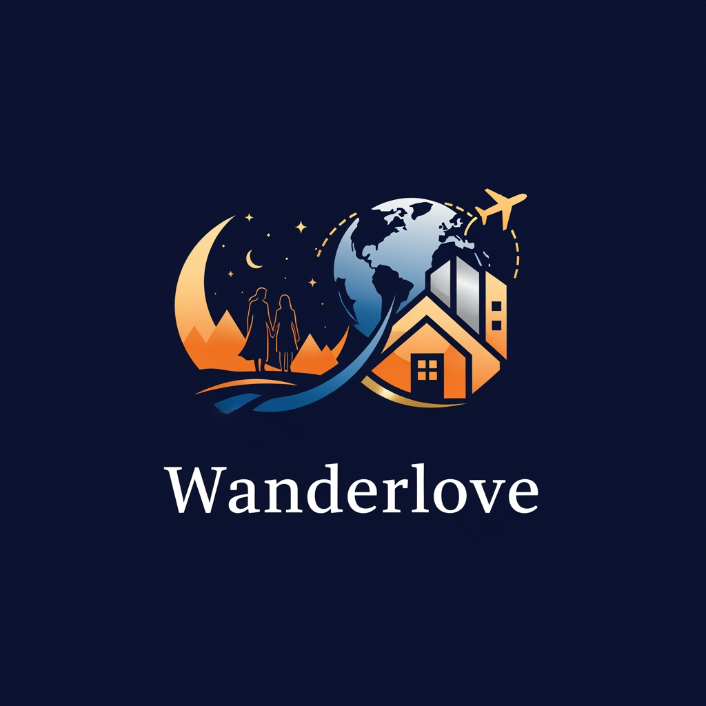 AI Design for un logo pour mon application de rencontres ayant pour but de soirée promenades voyages et evenemments, mon app collabore avec les hotels, les agences de voyage et les agences immobiliers