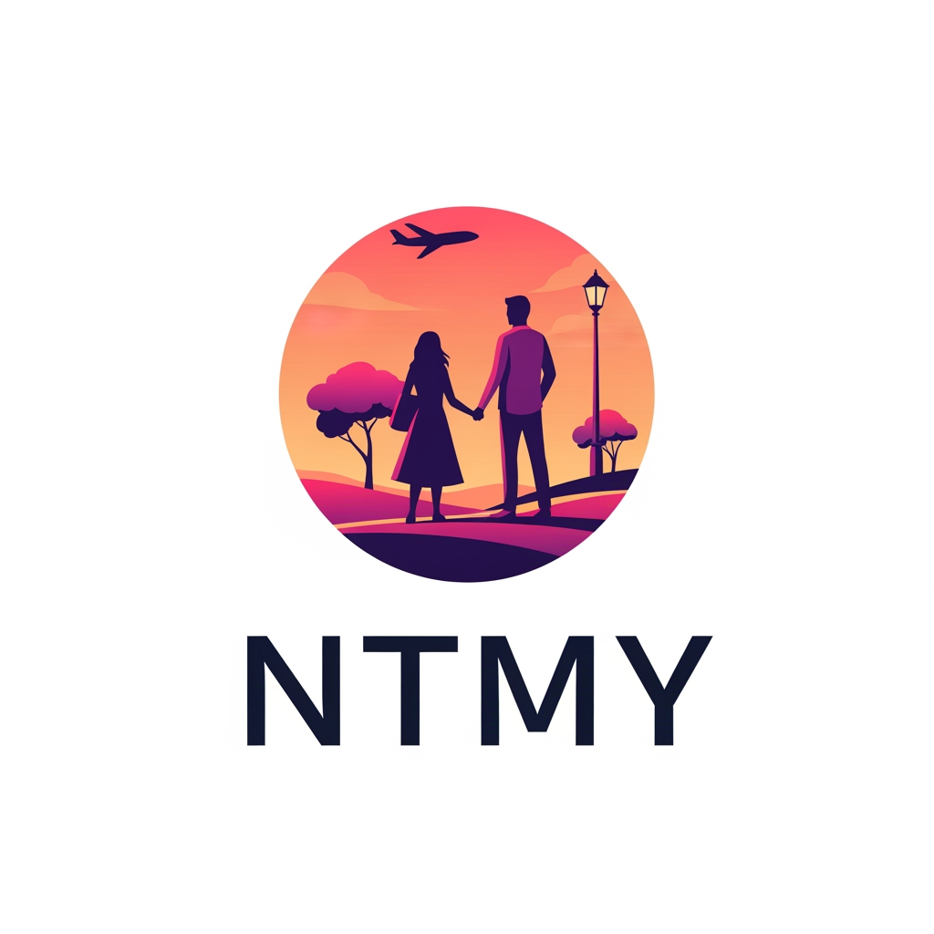 AI Design for un logo pour mon application de rencontres ayant pour but de soirée promenades voyages et evenemments, mon app s'appelle NTMY collabore avec les hotels, les agences de voyage et les agences immobiliers