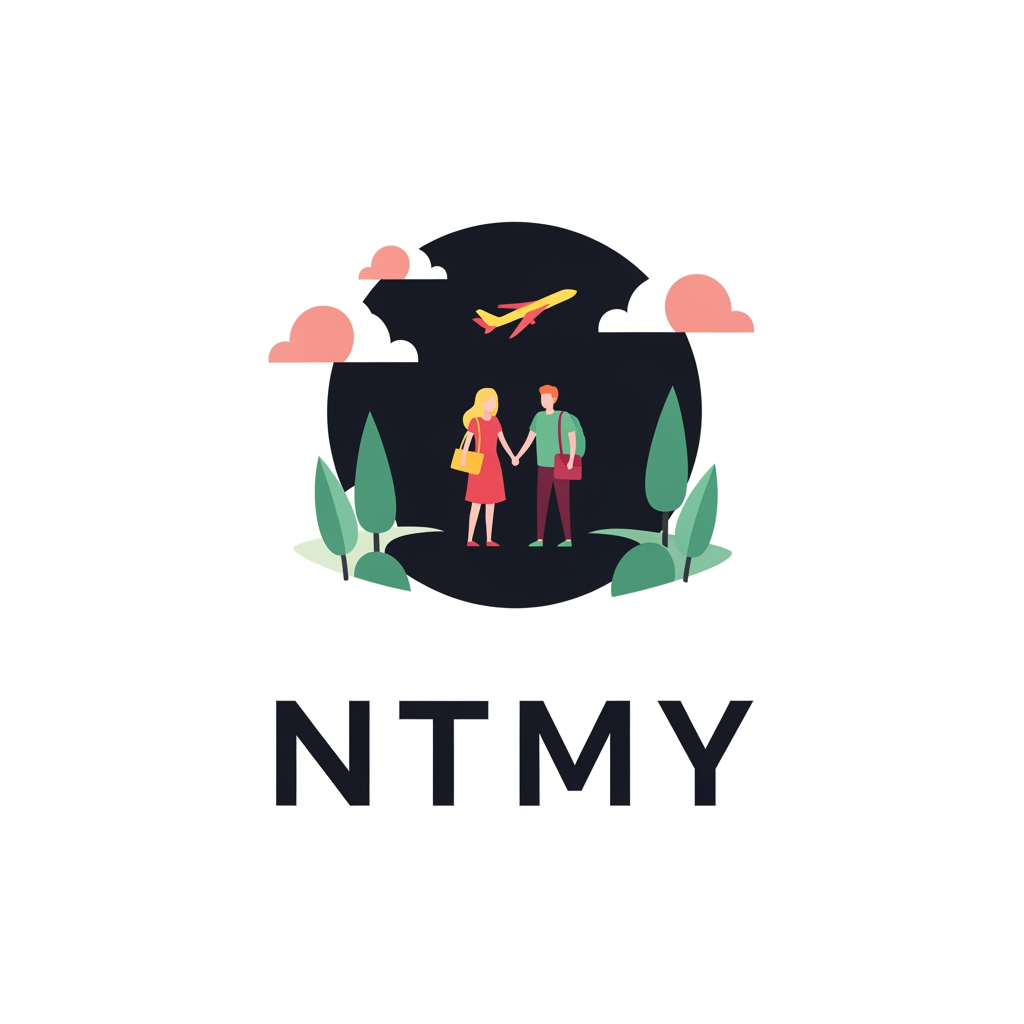 AI Design for un logo pour mon application de rencontres ayant pour but de soirée promenades voyages et evenemments, mon app s'appelle NTMY collabore avec les hotels, les agences de voyage et les agences immobiliers