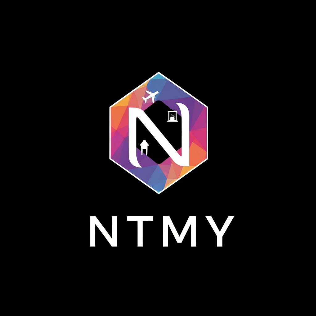 AI Design for un logo pour mon application de rencontres ayant pour but de soirée promenades voyages et evenemments, mon app s'appelle NTMY collabore avec les hotels, les agences de voyage et les agences immobiliers