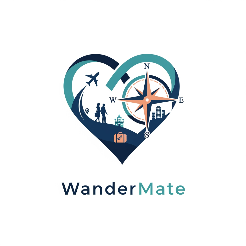 AI Design for un logo pour mon application de rencontres ayant pour but de soirée promenades voyages et evenemments, mon app collabore avec les hotels, les agences de voyage et les agences immobiliers