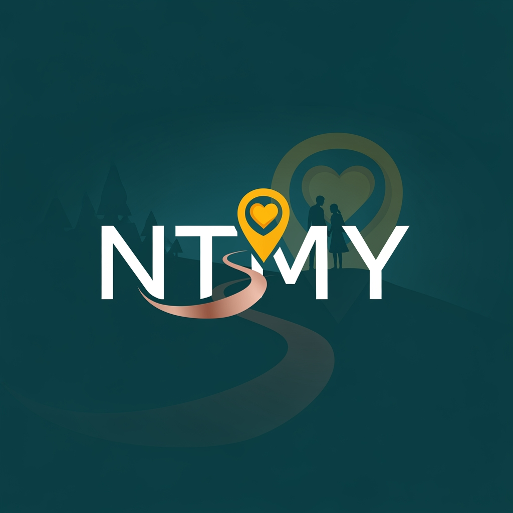 AI Design for un logo pour mon application de rencontres ayant pour but de soirée promenades voyages et evenemments, mon app s'appelle NTMY collabore avec les hotels, les agences de voyage et les agences immobiliers