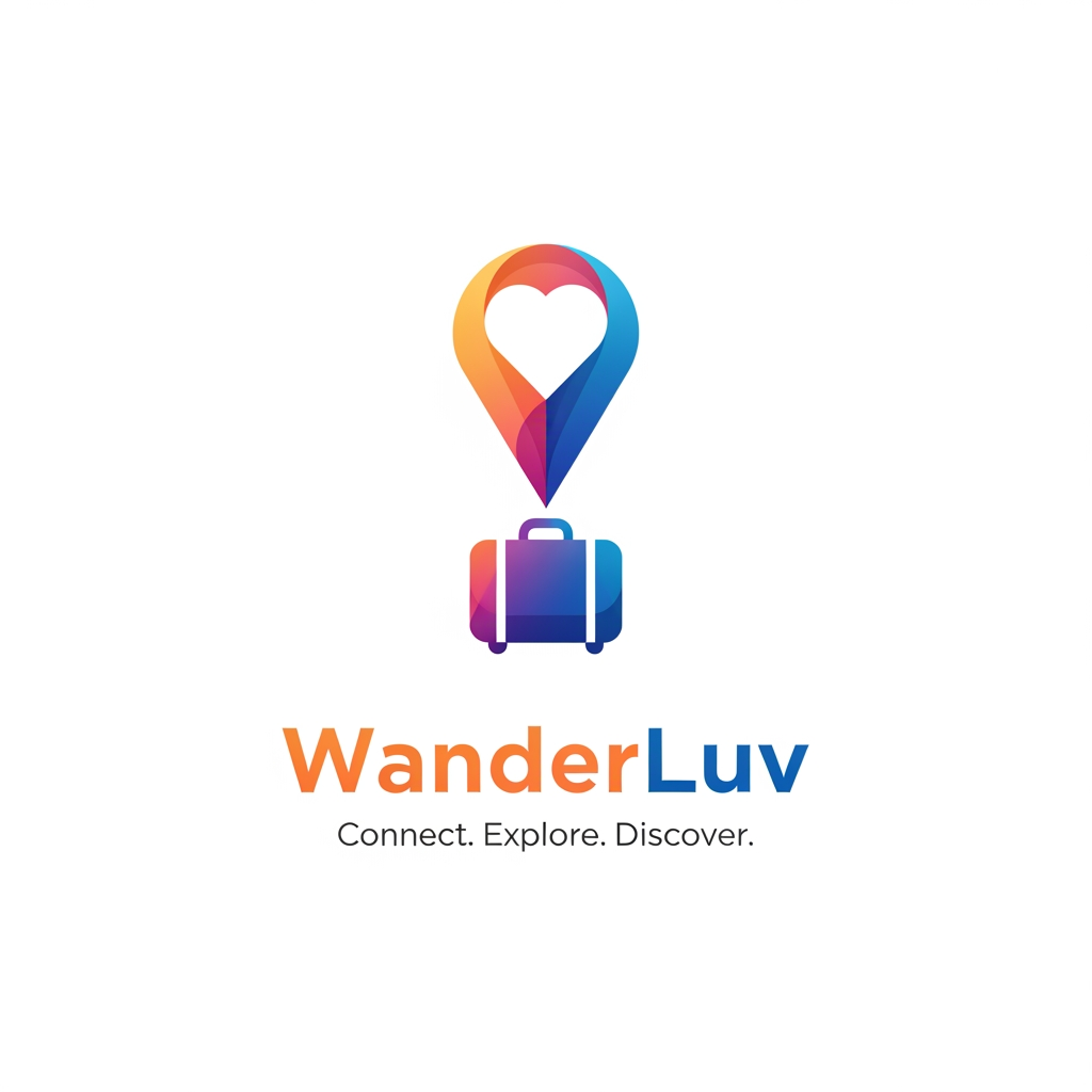 AI Design for un logo pour mon application de rencontres ayant pour but de soirée promenades voyages et evenemments, mon app collabore avec les hotels, les agences de voyage et les agences immobiliers