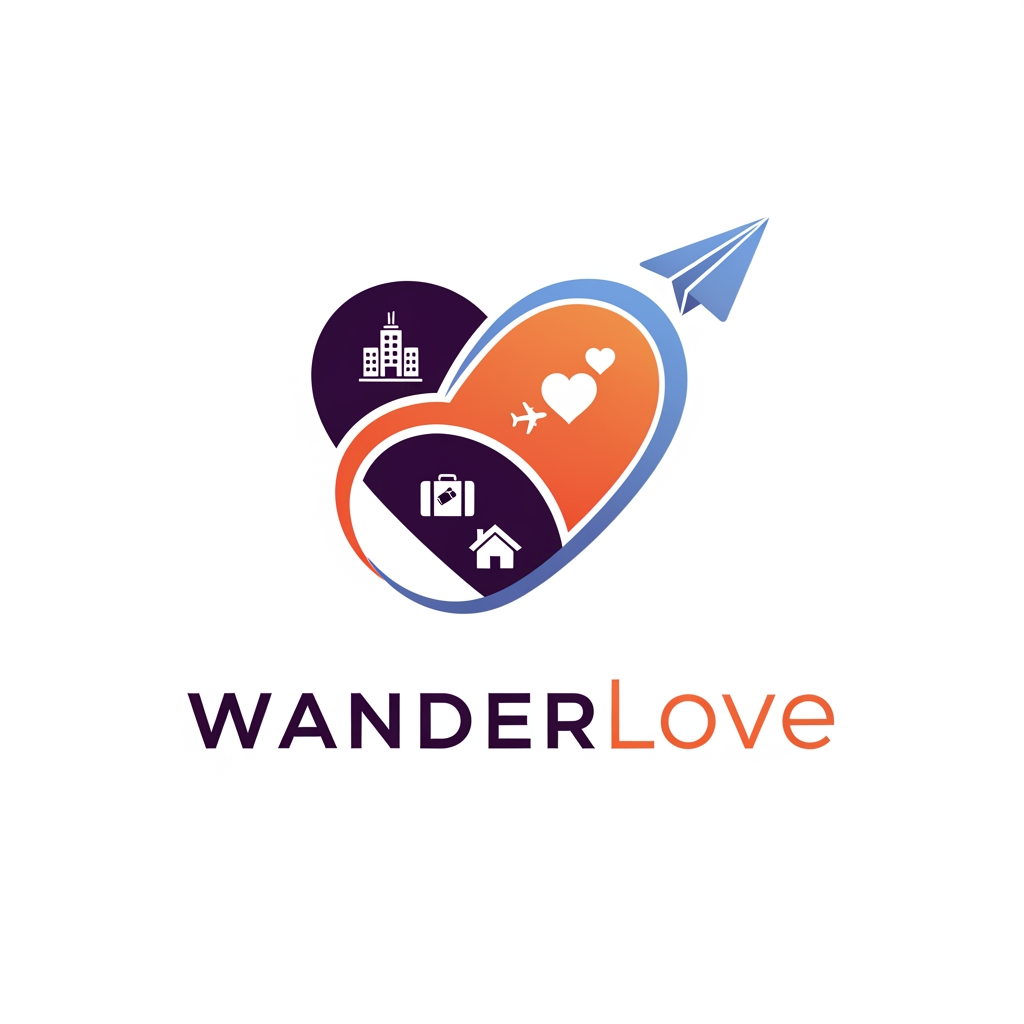 AI Design for un logo pour mon application de rencontres ayant pour but de soirée promenades voyages et evenemments, mon app collabore avec les hotels, les agences de voyage et les agences immobiliers