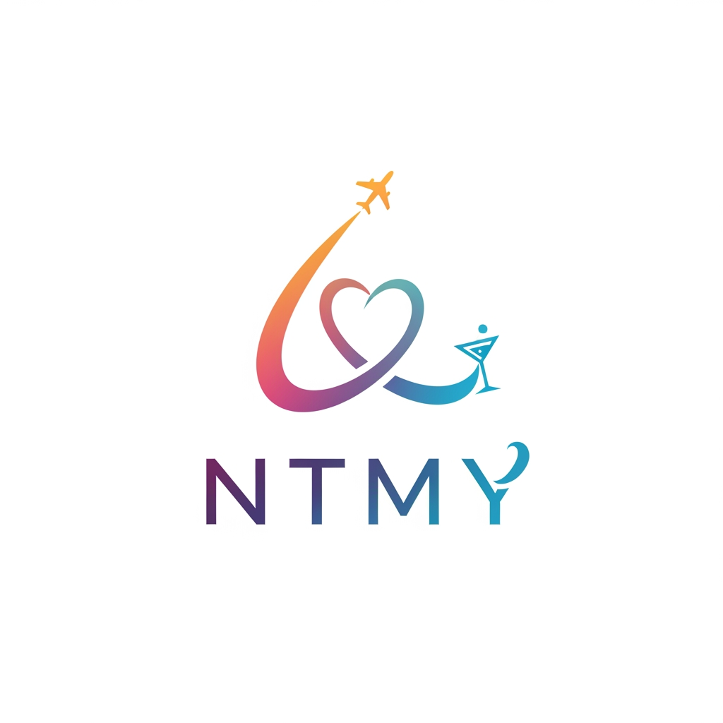 AI Design for un logo pour mon application de rencontres ayant pour but de soirée promenades voyages et evenemments, mon app s'appelle NTMY collabore avec les hotels, les agences de voyage et les agences immobiliers