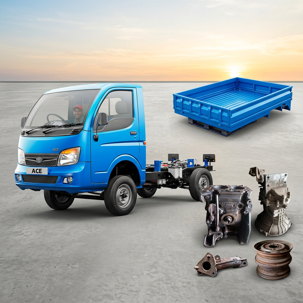 AI Design for the cabin and chechis in one part and  body different part   and the body will not connected differentiate now add the parts beside the pickup