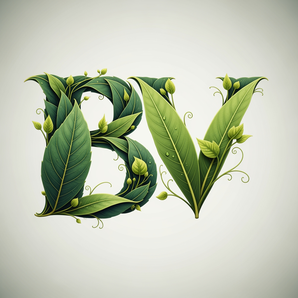 AI Design for in need BV letter using leaf based Logo
