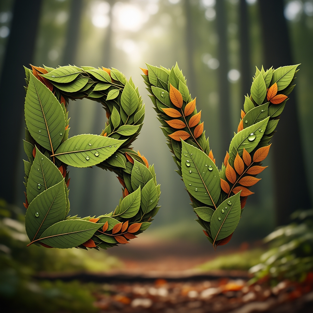 AI Design for in need BV letter using leaf based Logo