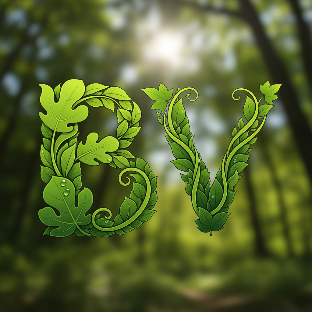AI Design for in need BV letter using leaf based Logo