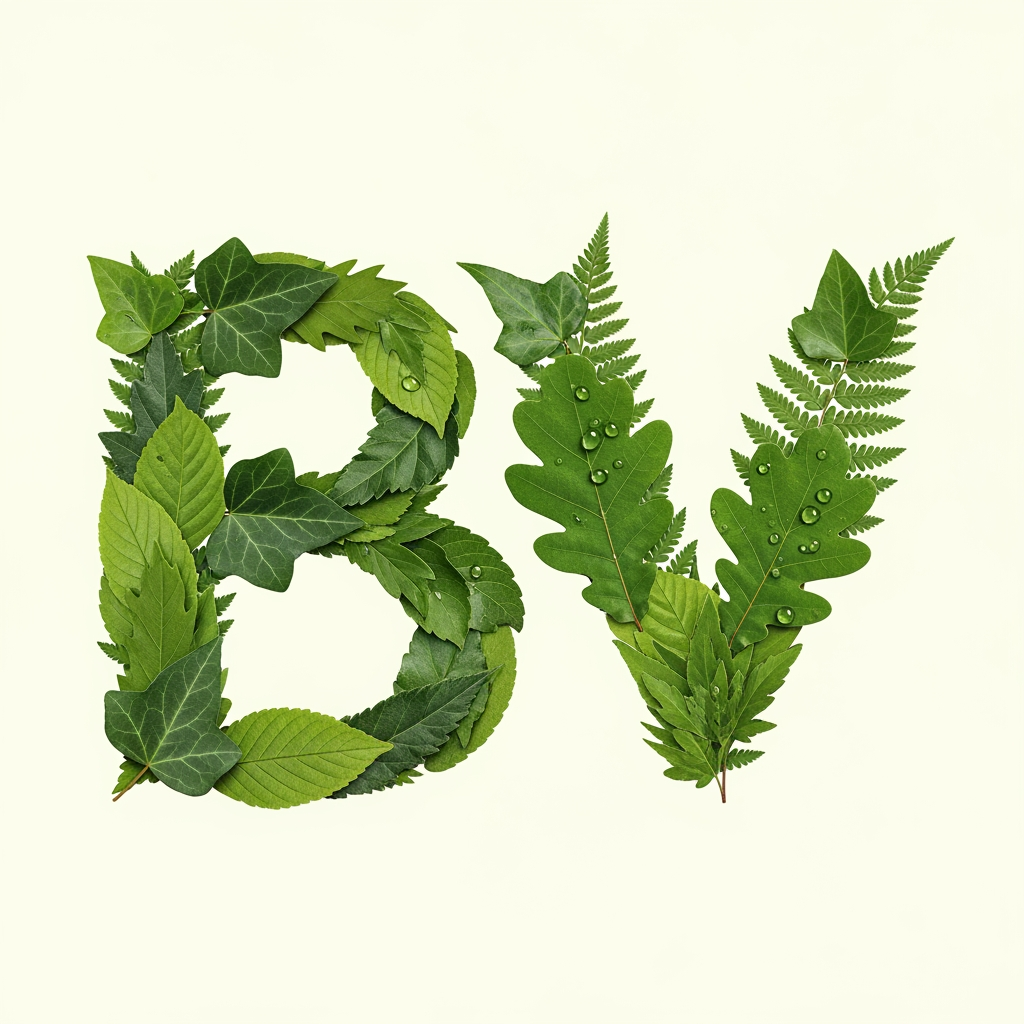 AI Design for in need BV letter using leaf based Logo