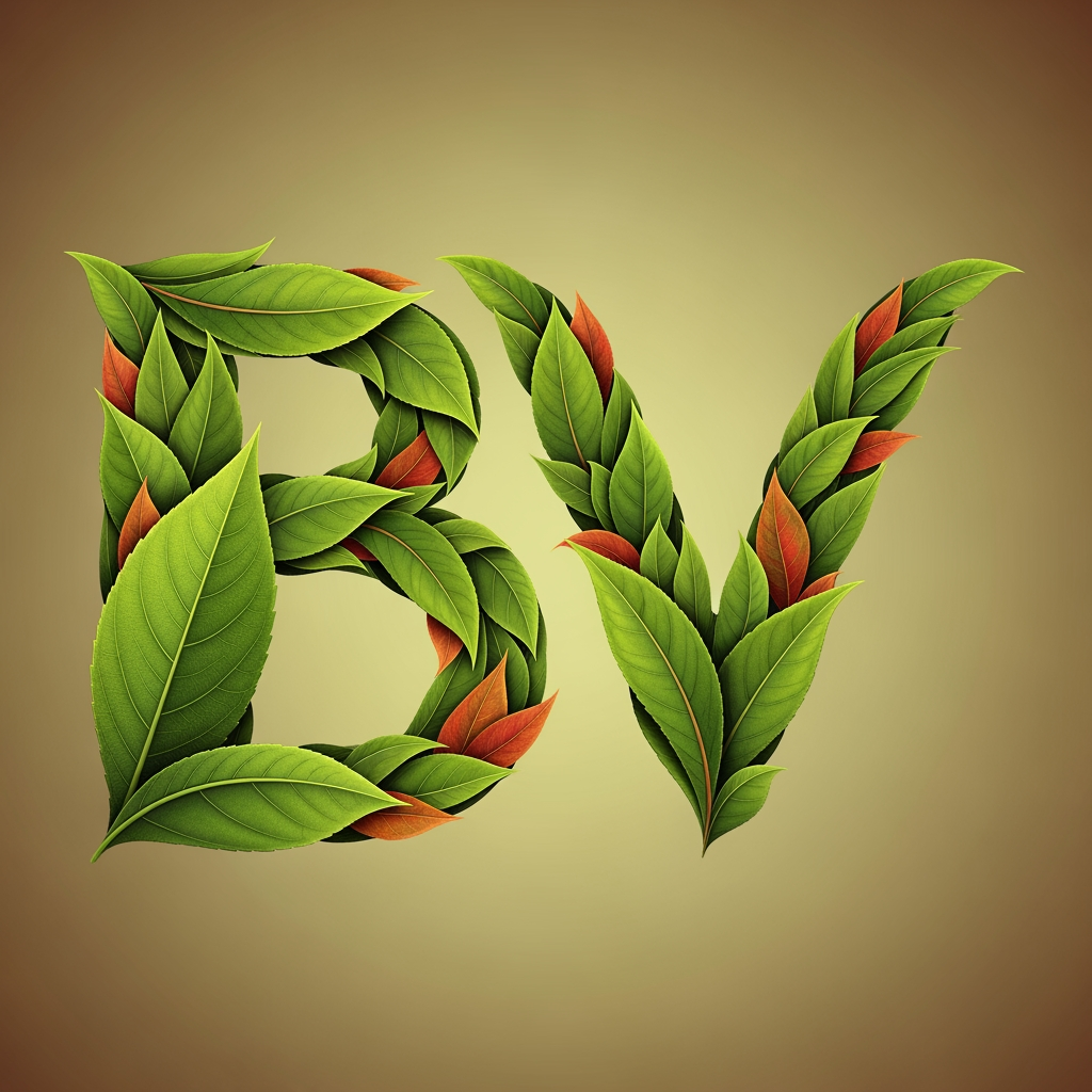 AI Design for in need BV letter using leaf based Logo