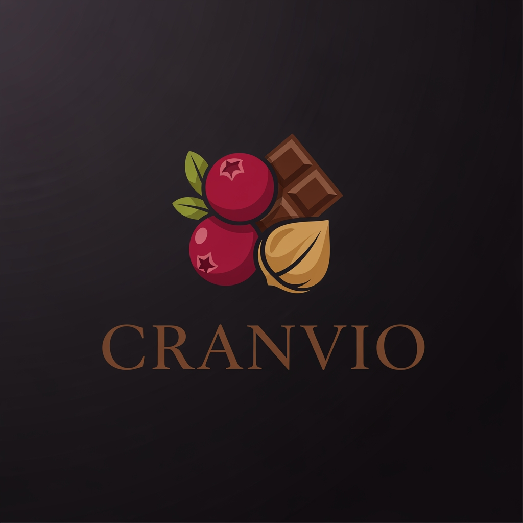 AI Design for Cranvio if i use this name as our premium gifing and premium chocolate brand suggest logo for the business use premium colors dont use so much bright shades make it more premium
use premium colors use chooclate and berry or nuts in logo as well gifts