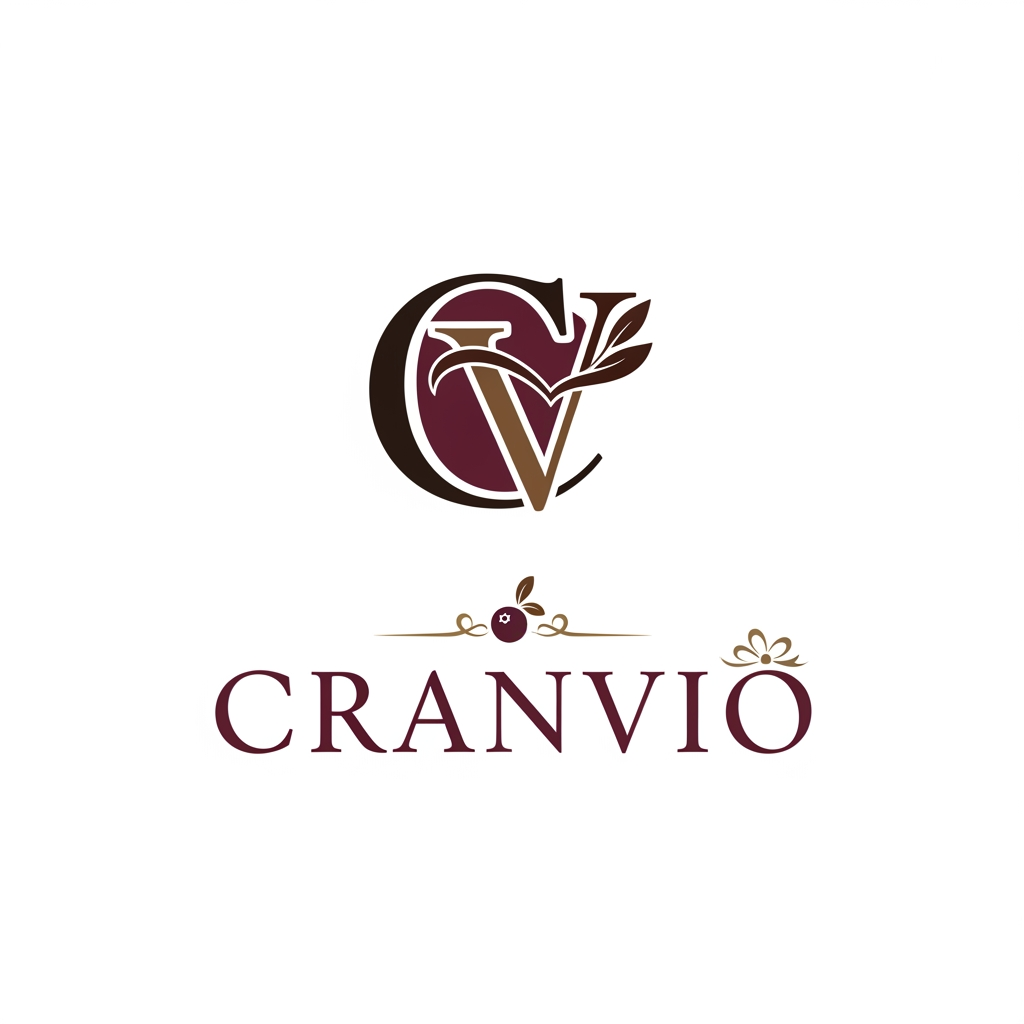 AI Design for Cranvio if i use this name as our premium gifing and premium chocolate brand suggest logo for the business use premium colors dont use so much bright shades make it more premium