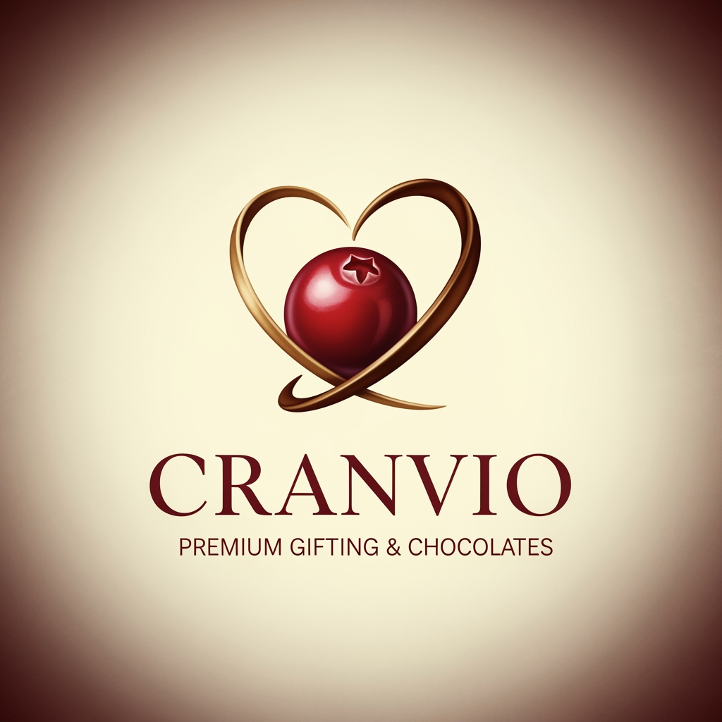 AI Design for Cranvio,if i use this name as our premium gifing and premium chocolate brand suggest logo for the business use premium colors dont use so much bright shades
