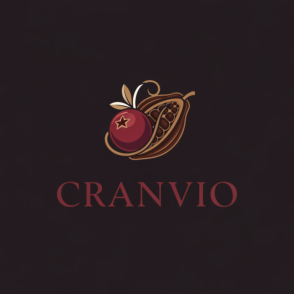 AI Design for Cranvio if i use this name as our premium gifing and premium chocolate brand suggest logo for the business use premium colors dont use so much bright shades make it more premium