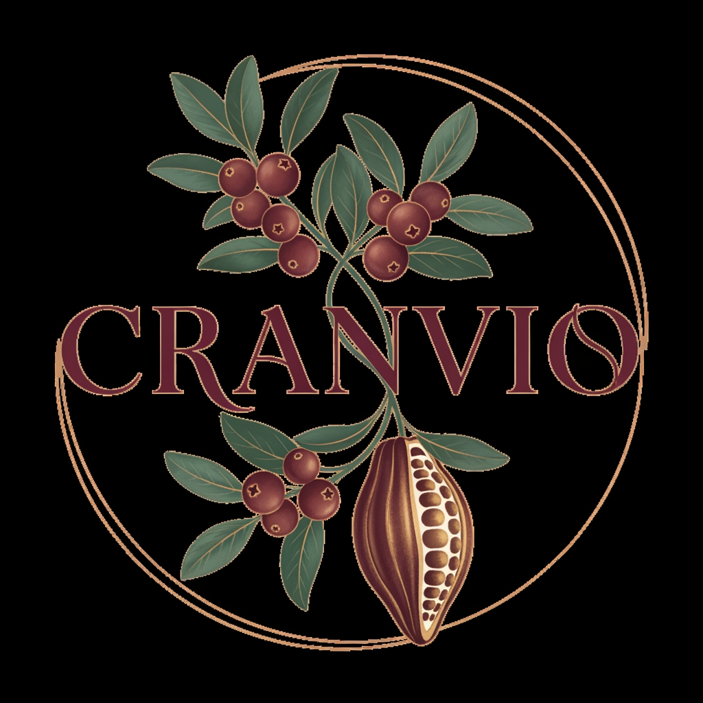 AI Design for Cranvio if i use this name as our premium gifing and premium chocolate brand suggest logo for the business use premium colors dont use so much bright shades