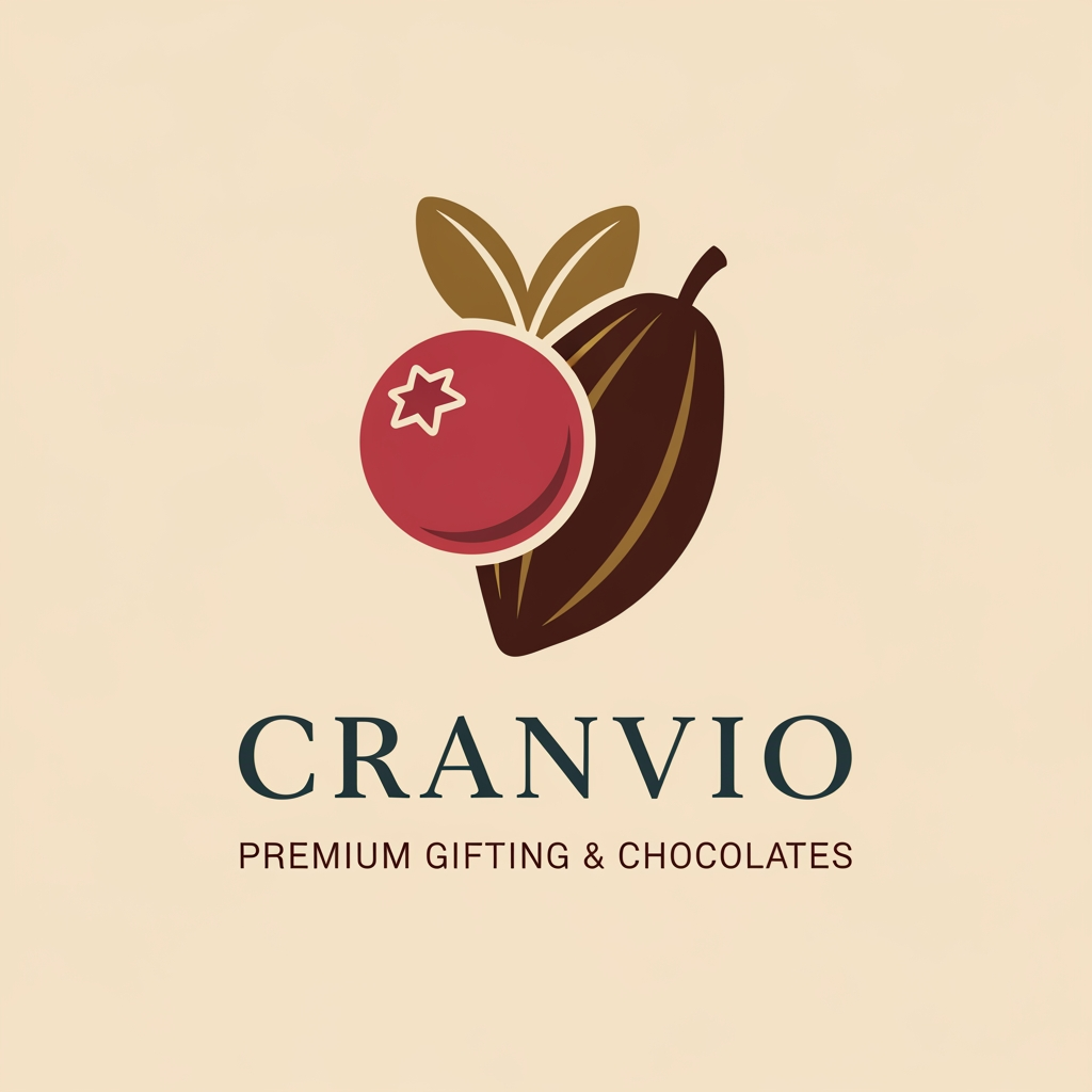 AI Design for Cranvio,if i use this name as our premium gifing and premium chocolate brand suggest logo for the business use premium colors dont use so much bright shades