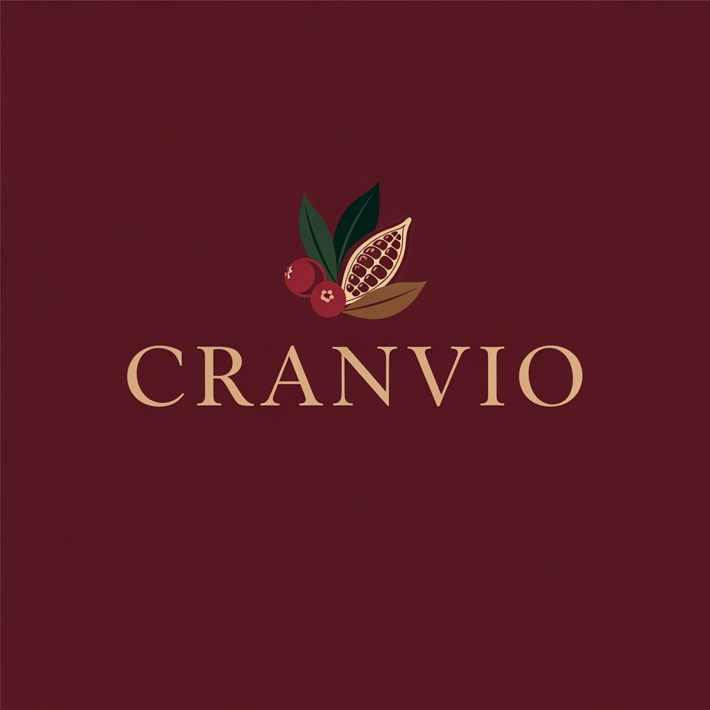 AI Design for Cranvio if i use this name as our premium gifing and premium chocolate brand suggest logo for the business use premium colors dont use so much bright shades make it more premium