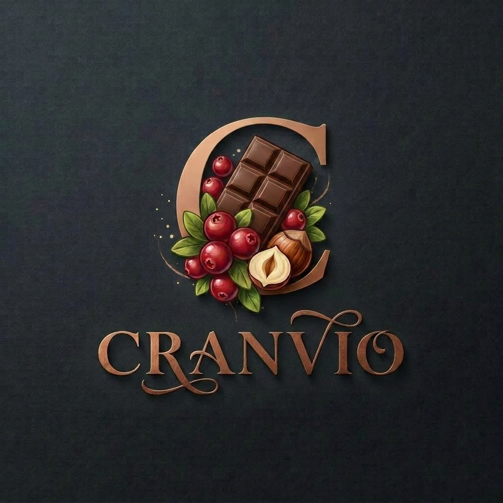 AI Design for improve C from logo where chocolates and berries are adjusted not in bottom text