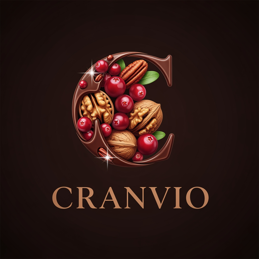 AI Design for Cranvio if i use this name as our premium gifing and premium chocolate brand suggest logo for the business use premium colors dont use so much bright shades make it more premium
use premium colors use chooclate and berry or nuts in logo as well gifts