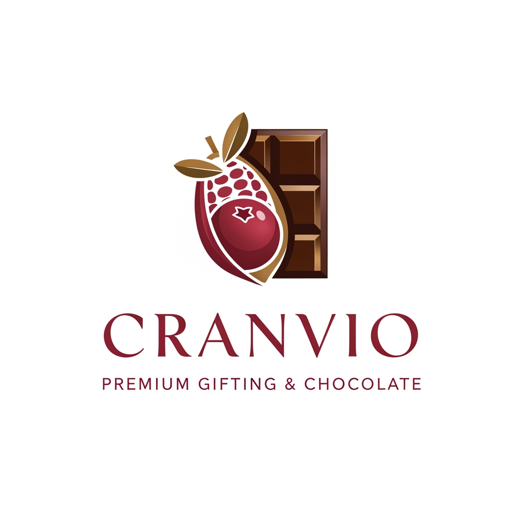 AI Design for Cranvio,if i use this name as our premium gifing and premium chocolate brand suggest logo for the business use premium colors dont use so much bright shades