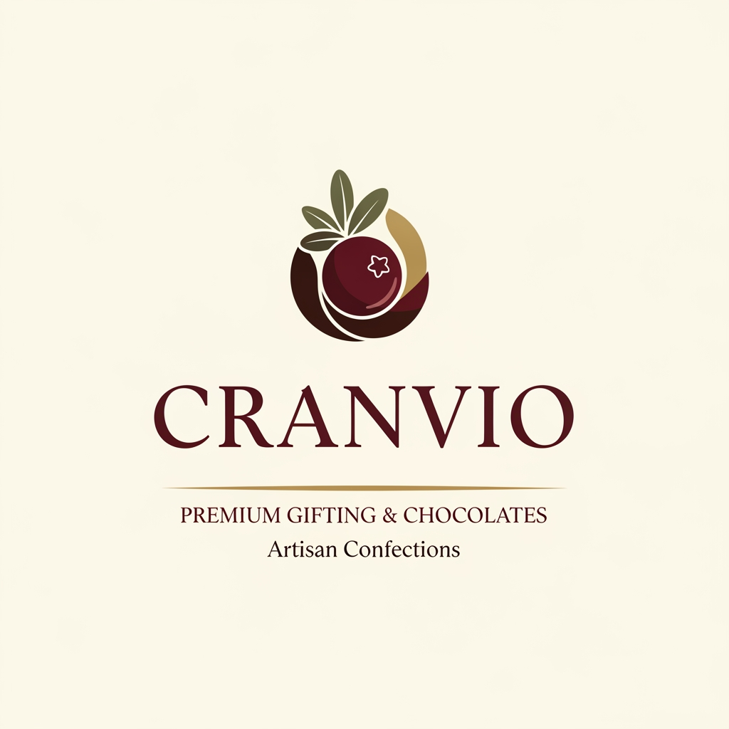 AI Design for Cranvio,if i use this name as our premium gifing and premium chocolate brand suggest logo for the business use premium colors dont use so much bright shades