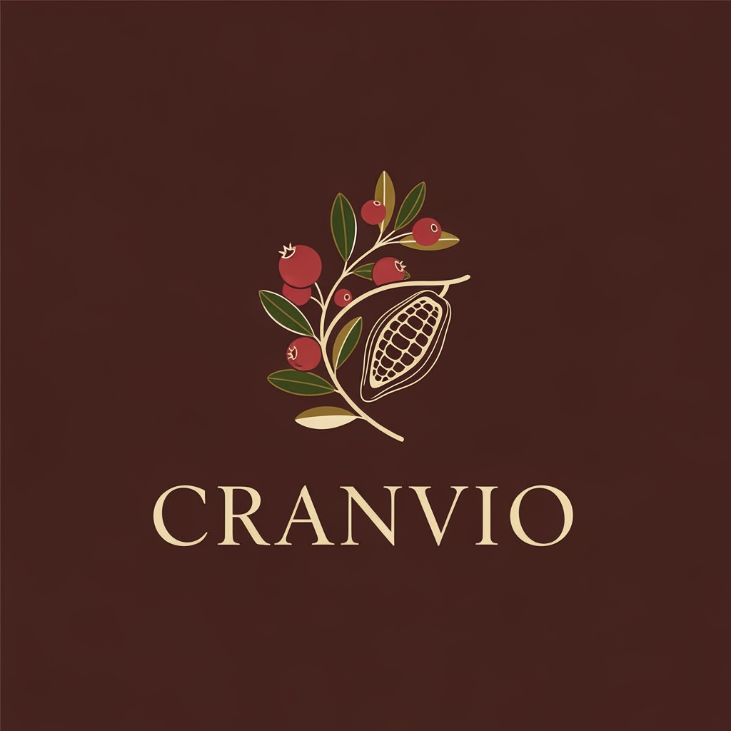 AI Design for Cranvio if i use this name as our premium gifing and premium chocolate brand suggest logo for the business use premium colors dont use so much bright shades