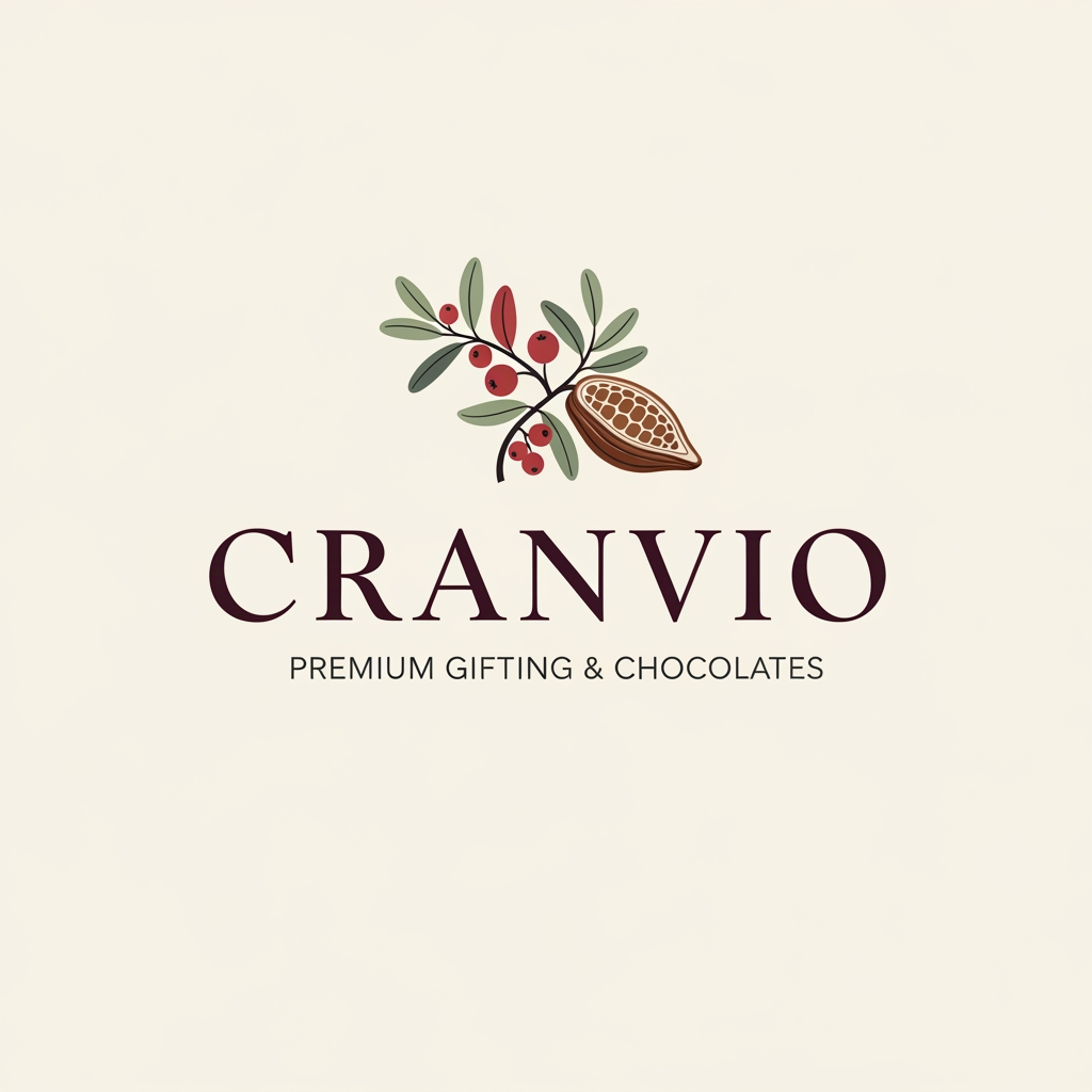 AI Design for Cranvio,if i use this name as our premium gifing and premium chocolate brand suggest logo for the business use premium colors dont use so much bright shades