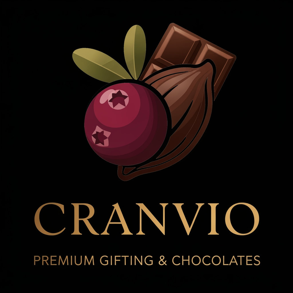 AI Design for Cranvio,if i use this name as our premium gifing and premium chocolate brand suggest logo for the business use premium colors dont use so much bright shades