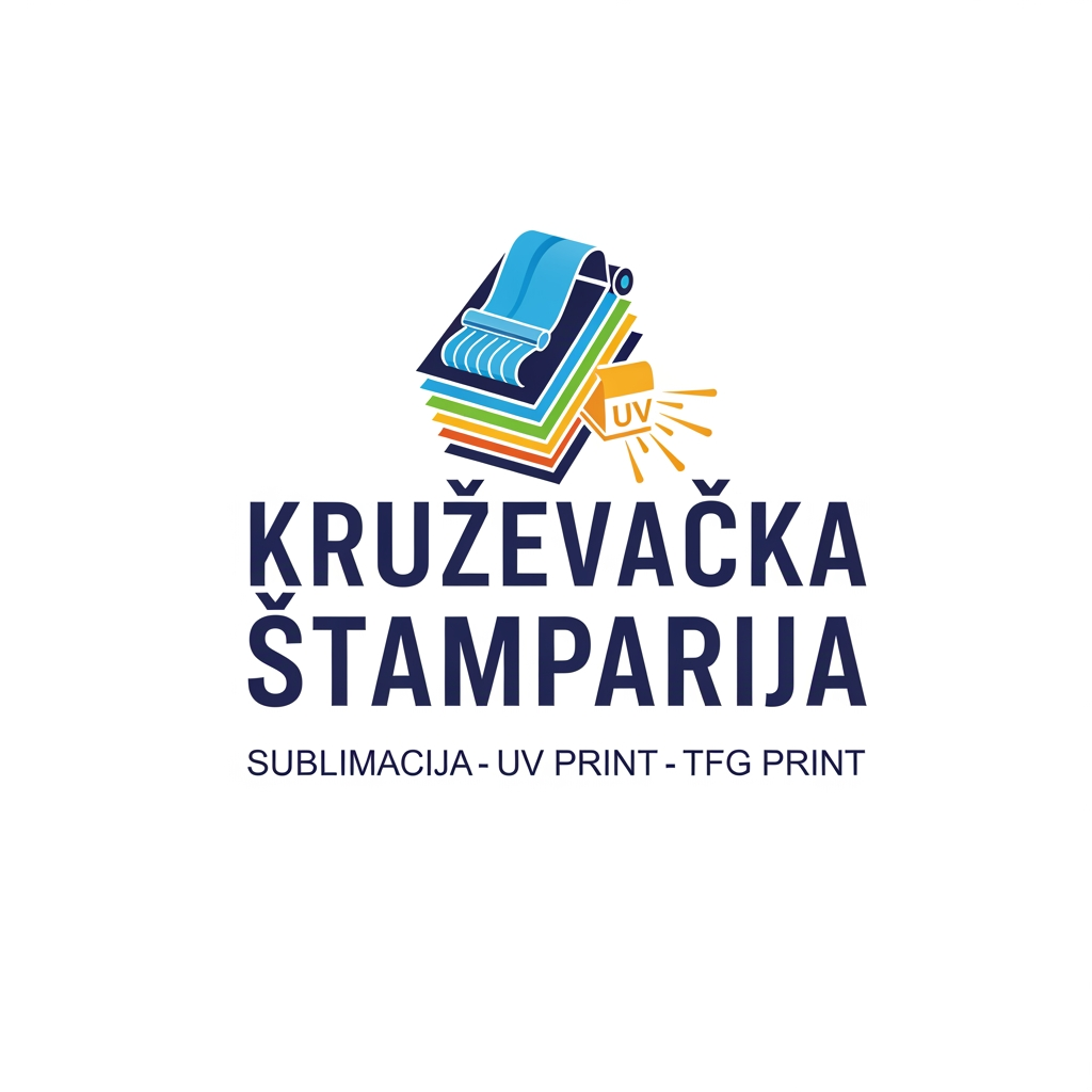 AI Design for Štamparija u Kruševcu za suvenirski program, sublimacija, UV print, TFG print. Možeš li da smisliš logo u vektoru za ovaj biznis ?