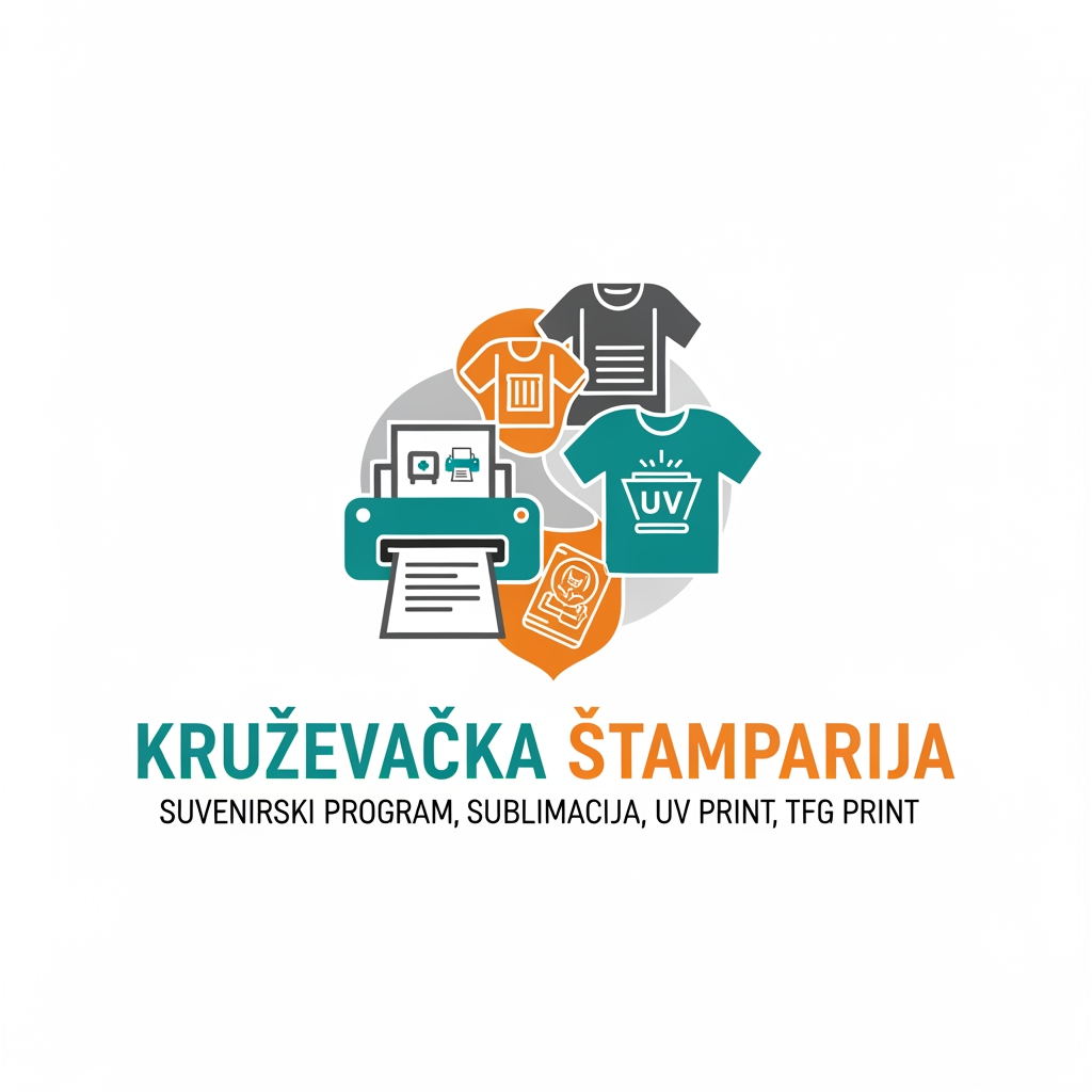 AI Design for Štamparija u Kruševcu za suvenirski program, sublimacija, UV print, TFG print. Možeš li da smisliš logo u vektoru za ovaj biznis ?