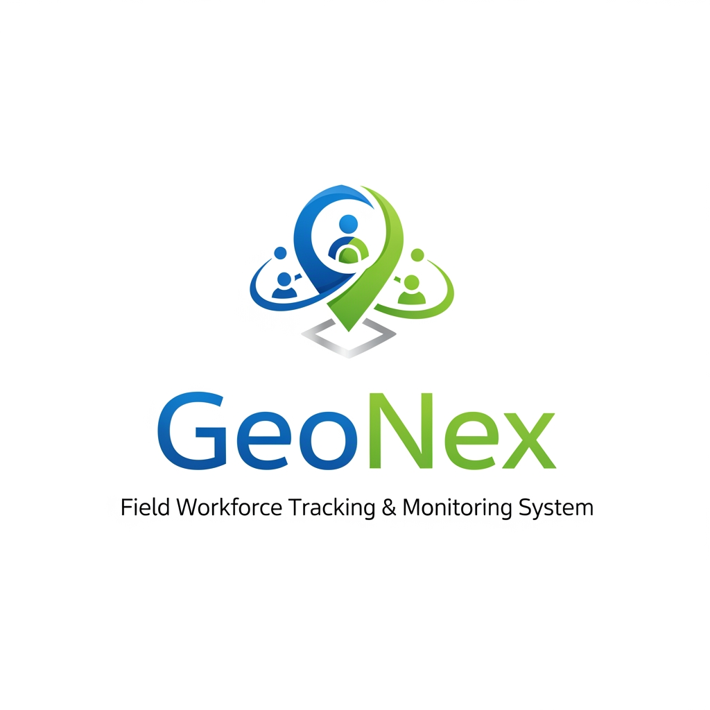 AI Design for design prpfessional logo for it - GeoNex – Field Workforce Tracking & Monitoring System (Employee Tracking + GPS Attendance + Visit Monitoring + Odometer & Fuel Management" ko ek platform mein combine karne wala field workforce management system)