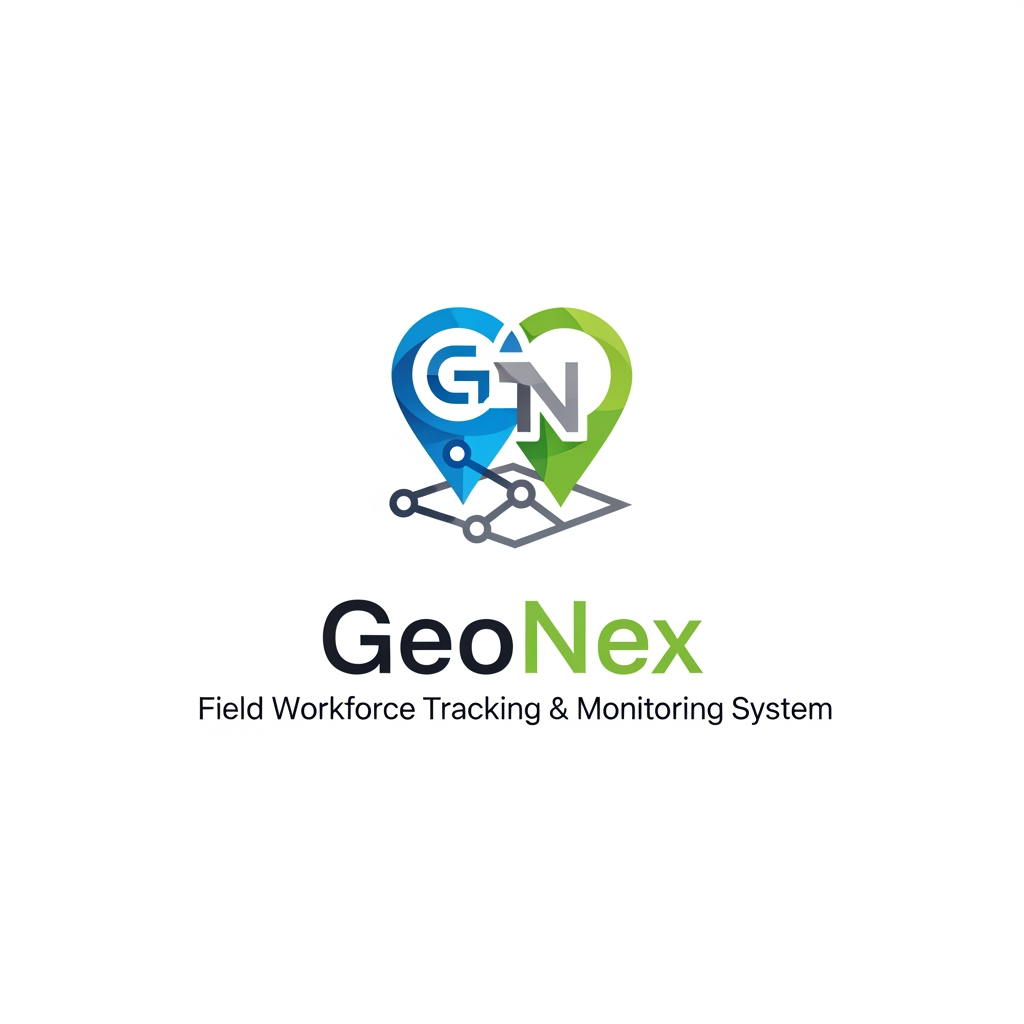AI Design for design prpfessional logo for it - GeoNex – Field Workforce Tracking & Monitoring System (Employee Tracking + GPS Attendance + Visit Monitoring + Odometer & Fuel Management" ko ek platform mein combine karne wala field workforce management system)
