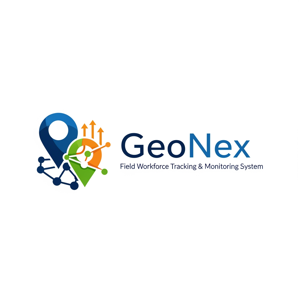AI Design for design prpfessional logo for it - GeoNex – Field Workforce Tracking & Monitoring System (Employee Tracking + GPS Attendance + Visit Monitoring + Odometer & Fuel Management" ko ek platform mein combine karne wala field workforce management system)