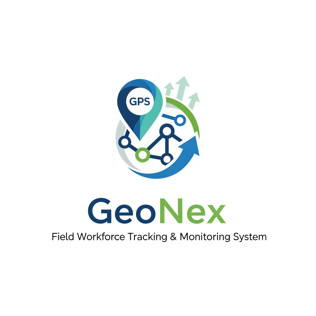 AI Design for design prpfessional logo for it - GeoNex – Field Workforce Tracking & Monitoring System (Employee Tracking + GPS Attendance + Visit Monitoring + Odometer & Fuel Management" ko ek platform mein combine karne wala field workforce management system)