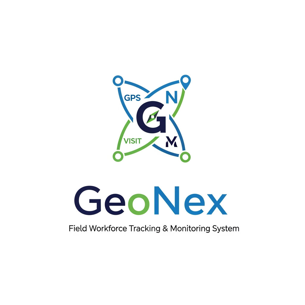 AI Design for design prpfessional logo for it - GeoNex – Field Workforce Tracking & Monitoring System (Employee Tracking + GPS Attendance + Visit Monitoring + Odometer & Fuel Management" ko ek platform mein combine karne wala field workforce management system)