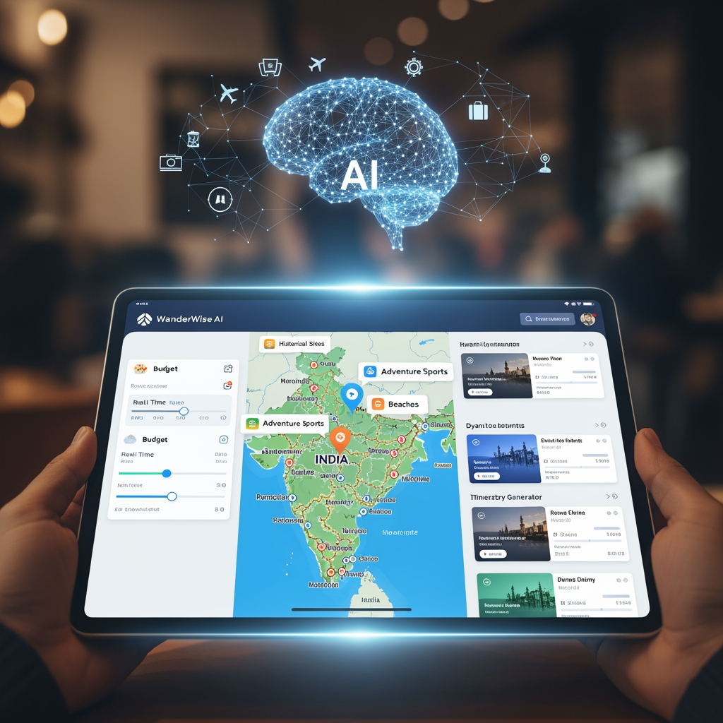 AI Design for Project Objective

To build an AI-powered travel planning platform that helps users discover destinations within their budget, estimate trip costs, generate complete travel itineraries, consider weather conditions, and receive personalized recommendations based on their interests and travel preferences.

The goal is to simplify travel planning in India by combining Artificial Intelligence, location intelligence, transportation data, weather insights, and budget optimization into a single user-friendly platform.