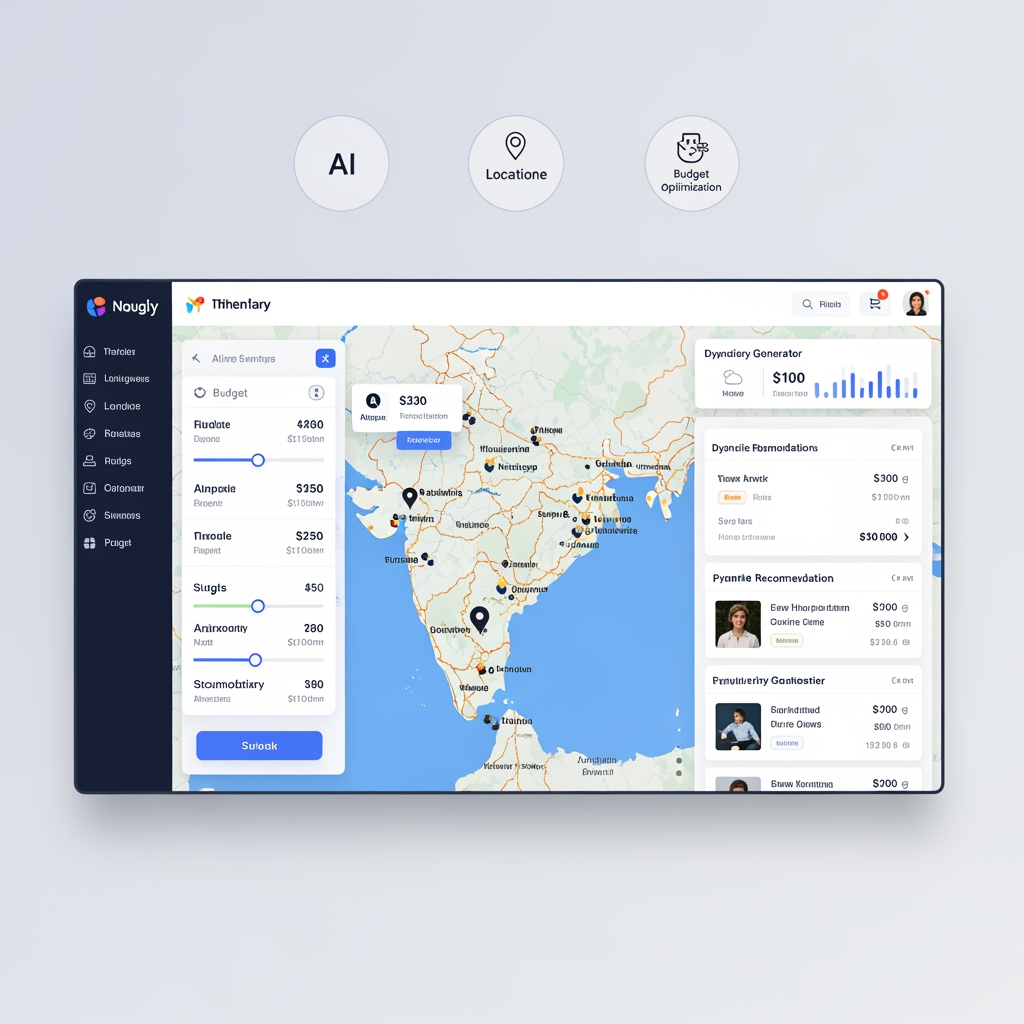 AI Design for Project Objective

To build an AI-powered travel planning platform that helps users discover destinations within their budget, estimate trip costs, generate complete travel itineraries, consider weather conditions, and receive personalized recommendations based on their interests and travel preferences.

The goal is to simplify travel planning in India by combining Artificial Intelligence, location intelligence, transportation data, weather insights, and budget optimization into a single user-friendly platform.
