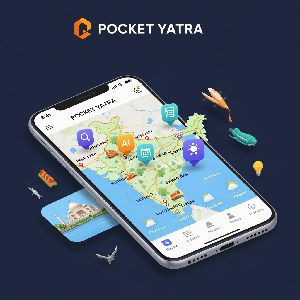 AI Design for Project Objective

To build an AI-powered travel planning platform that helps users discover destinations within their budget, estimate trip costs, generate complete travel itineraries, consider weather conditions, and receive personalized recommendations based on their interests and travel preferences.

The goal is to simplify travel planning in India by combining Artificial Intelligence, location intelligence, transportation data, weather insights, and budget optimization into a single user-friendly platform.

NAME OF COMPANY IS POCKET YATRA