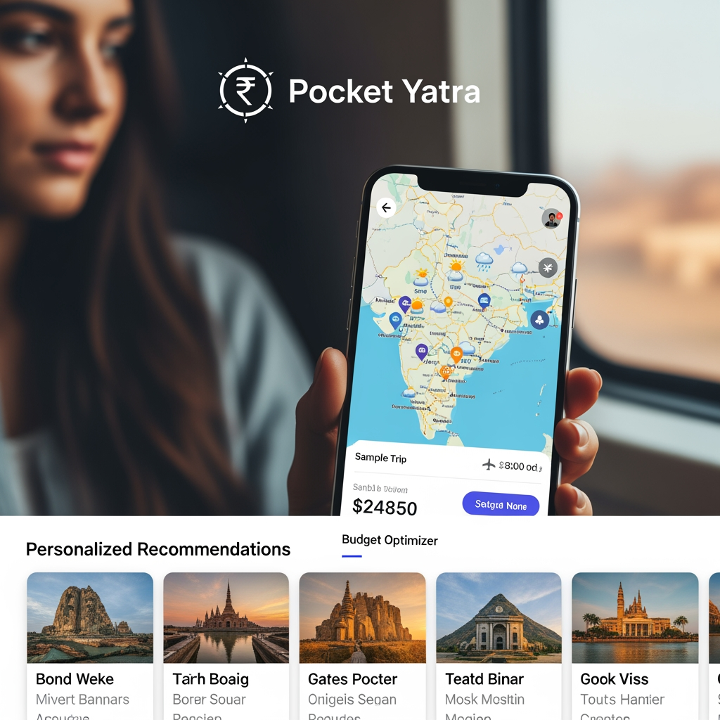 AI Design for Project Objective

To build an AI-powered travel planning platform that helps users discover destinations within their budget, estimate trip costs, generate complete travel itineraries, consider weather conditions, and receive personalized recommendations based on their interests and travel preferences.

The goal is to simplify travel planning in India by combining Artificial Intelligence, location intelligence, transportation data, weather insights, and budget optimization into a single user-friendly platform.

NAME OF COMPANY IS POCKET YATRA