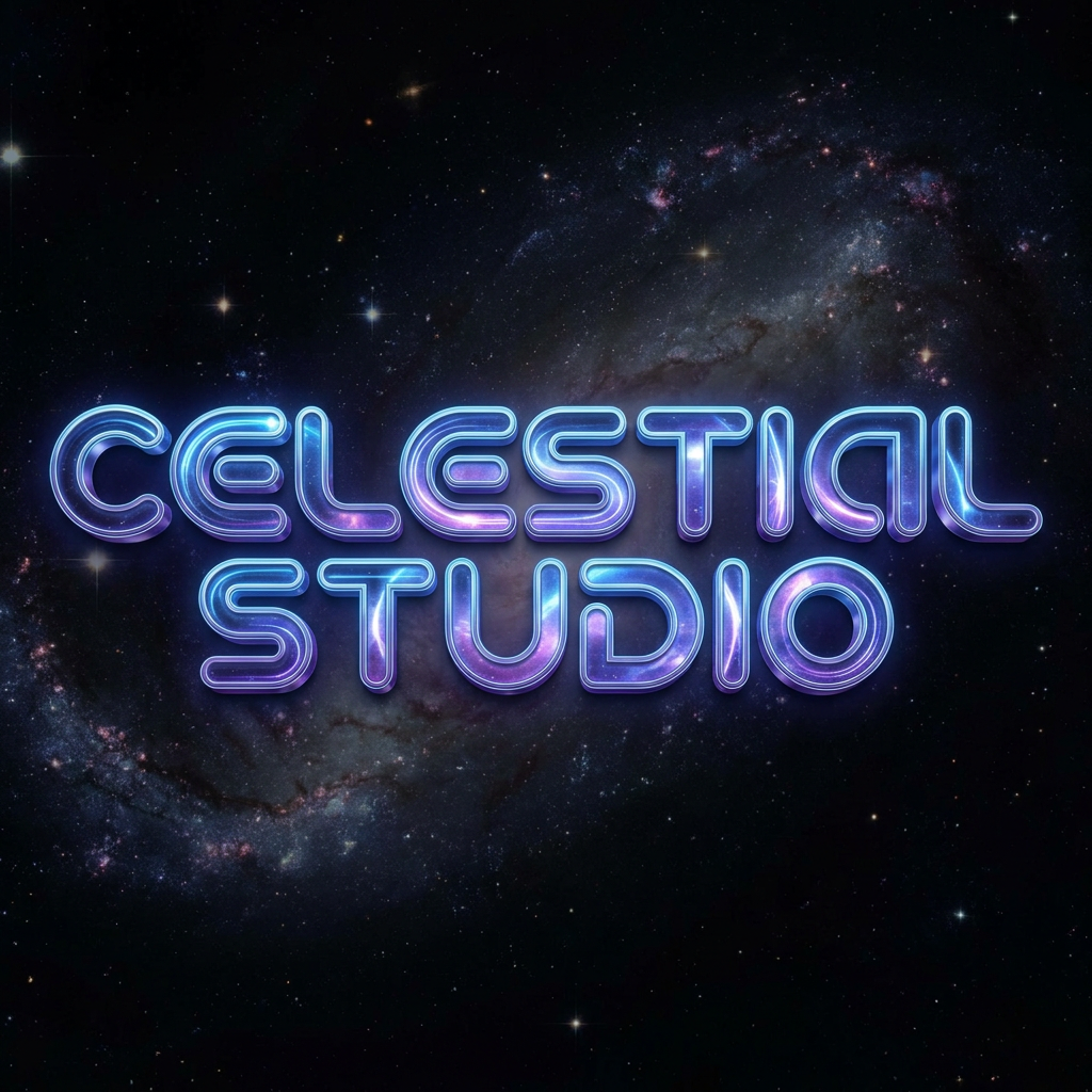 AI Design for ye ye the font i need like the orbital but Celestial Studio with some space effect in the font