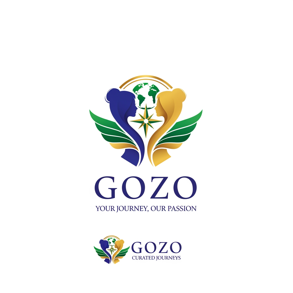 AI Design for need to create a premium logo for GOZO travel agency 
which started by two woman based on the travel related 
Premium and Elegant Logo
❖ Represents two passionate women entreprenuers
❖ Deliverables in PNG, SVG, AI and PDF
❖ Recommended Colors : Royal Blue, Emerald Green & Gold
 see all the other travel agency logo for reference and create a best one for us  and chk with the perfect one beacuse this is the 1st request the gave us so we have to give them the best
give something more different persepetive and perseption
