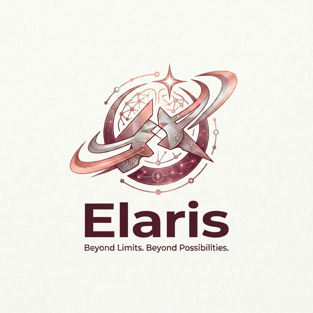 AI Design for 1. Make "Elaris" slightly bolder

The icon is strong but the text could be 5-10% bolder.  "Reaching Beyond Limits, Illuminating the Path"replace it with Beyond Limits. Beyond Possibilities with same font size